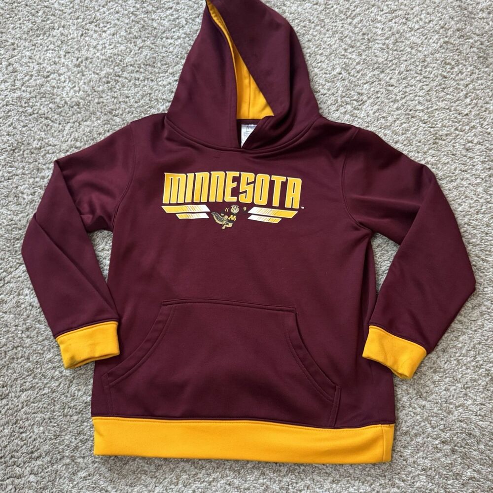 Minnesota Golden Gophers Hoodie Youth M 8/10 Pullover Maroon Gold ProEdge NCAA